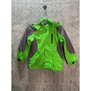 Kids BYCR Jacket Bright Green Gray Hooded Zip Up Outerwear Size 8